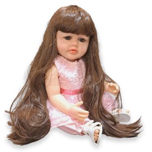 عروسک سیلیکونی دختر بچه پیراهن صورتی_اسباب بازی