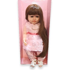 عروسک سیلیکونی دختر بچه پیراهن صورتی_اسباب بازی