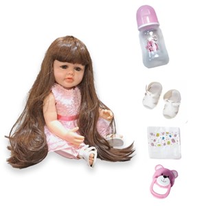 عروسک سیلیکونی دختر بچه پیراهن صورتی_اسباب بازی