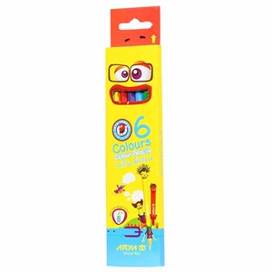مداد رنگی 6 رنگ مقوایی آریا ARYA