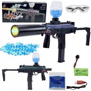 تفنگ اسباب بازی شارژی تیر ژله ای لیزردار مدل MP9_اسباب بازی