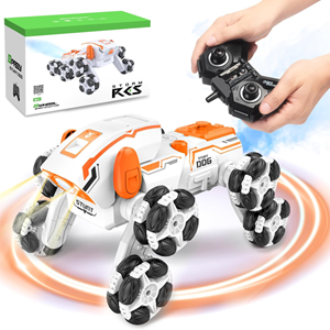 ربات اسباب بازی سگ کنترلی هشت چرخ دودزا نارنجی Stunt Dog Robot 8wd_اسباب بازی