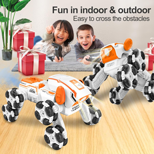 ربات اسباب بازی سگ کنترلی هشت چرخ دودزا نارنجی Stunt Dog Robot 8wd_اسباب بازی