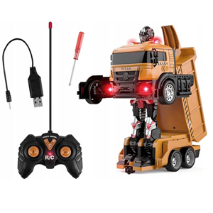 اسباب بازی ماشین کنترلی کامیون کمپرسی تبدیل شونده به ربات مدل ترانسفورمر Remote Control Transformer Dump Truck