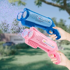 تفنگ اسباب بازی حباب ساز دولول مخزن دار صورتی Electric Bubble Maker Toy with LED Lights_اسباب بازی