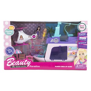 کشتی مسافرتی سرسره دار باربی همراه با هلیکوپتر_اسباب بازی