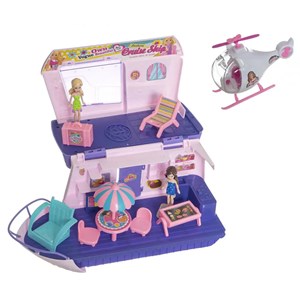 کشتی مسافرتی سرسره دار باربی همراه با هلیکوپتر_اسباب بازی