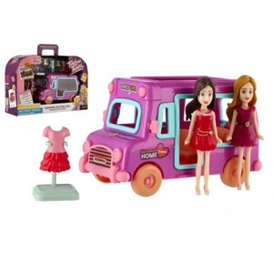اسباب بازی ست باربی همراه با اتوبوس و چند دست لباس مدل Fashion travel_اسباب بازی