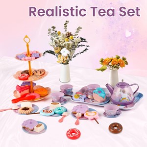 اسباب بازی ست چای خوری و شیرینی خوری فلزی عصرانه 48 تکه طرح یونیکورن_اسباب بازی