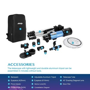 تلسکوپ طبیعتگردی به همراه کوله پشتی مدل AOMEKIE AO2017 70mm Refractor Telescope_اسباب بازی