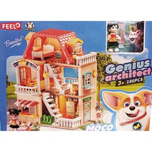 لگو دوپلو ساختمان دوطبقه با وسایل خانه 186 قطعه مدل FEELO 1801_اسباب بازی