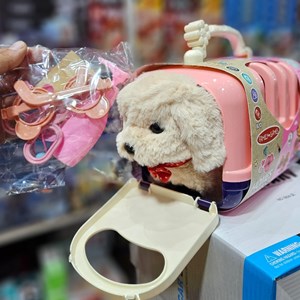 اسباب بازی سگ خانگی به همراه قفس و وسایل آرایشی مجموعه 7 عددی_اسباب بازی