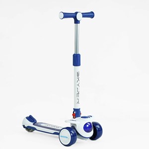 اسکوتر 3 حالته صندلی دار تاشو کودک با چرخ های چراغدار و موزیکال (رنگ سورمه ای)_اسباب بازی