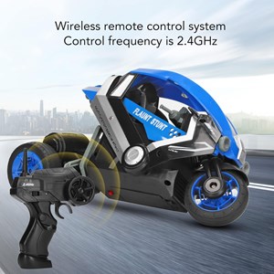 اسباب بازی موتور سیکلت 3 چرخ کنترلی شارژی آبی مقیاس 1:8 TRICYCLE STUNT_اسباب بازی