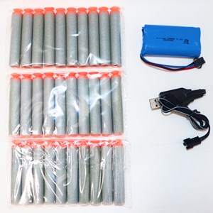 تفنگ اسباب بازی شارژی رگباری تیر فومی 6 موتوره به همراه چراغ و لیزر_اسباب بازی