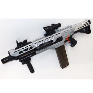 تفنگ اسباب بازی شارژی رگباری تیر فومی 6 موتوره به همراه چراغ و لیزر_اسباب بازی