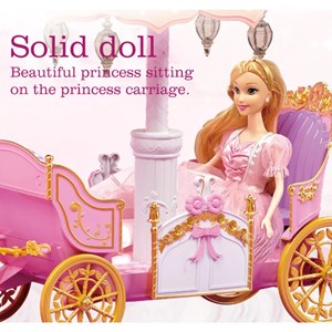 اسباب بازی کالسکه و اسب راهرو موزیکال باربی پرنسس صورتی_اسباب بازی