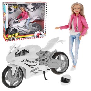 عروسک باربی دفا لوسی موتور سوار با کلاه کاسکت سفید مدل Defa Lucy Doll 8459_اسباب بازی