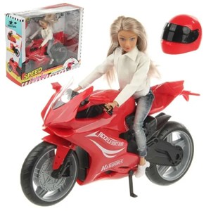 عروسک باربی دفا لوسی موتور سوار با کلاه کاسکت قرمز مدل Defa Lucy Doll 8459_اسباب بازی