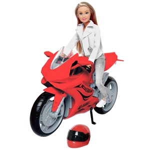 عروسک باربی دفا لوسی موتور سوار با کلاه کاسکت قرمز مدل Defa Lucy Doll 8459_اسباب بازی