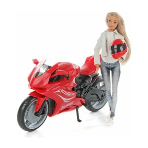 عروسک باربی دفا لوسی موتور سوار با کلاه کاسکت قرمز مدل Defa Lucy Doll 8459_اسباب بازی