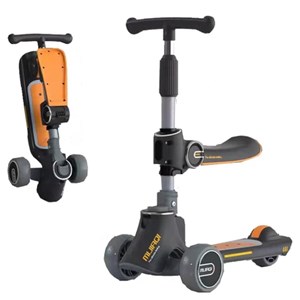 اسکوتر دو حالته صندلی دار تاشو کودک با چرخ های چراغدار و موزیکال_اسباب بازی