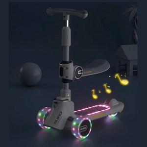 اسکوتر دو حالته صندلی دار تاشو کودک با چرخ های چراغدار و موزیکال_اسباب بازی