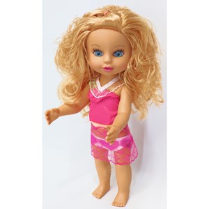 عروسک دخترانه موزیکال 36 سانتی گوشتی با موهای طلایی_اسباب بازی