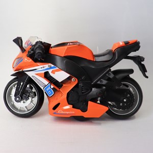 موتور اسباب بازی عقب کش موزیکال همراه با قاب رنگ نارنجی_اسباب بازی