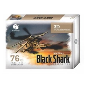 پازل سه بعدی چوبی 76 تکه مدل هلیکوپتر پرشنگ Pershang Wooden Black Shark 3D Puzzle_اسباب بازی