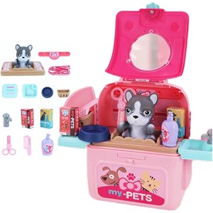 کوله پشتی ست نگهداری سگ خانگی رنگ صورتی_اسباب بازی