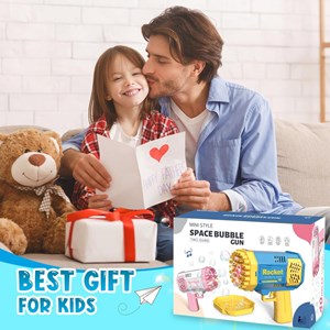 تفنگ اسباب بازی حباب ساز چراغ دار رنگ آبی مدل Mini Bubble Gun Rocket_اسباب بازی