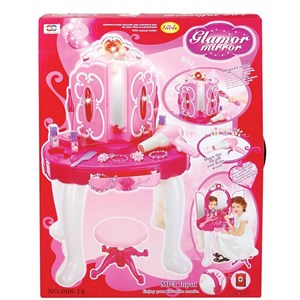 ست اسباب بازی میز آرایش صندلی دار موزیکال همراه با ریموت عصای جادویی مدل 00818_اسباب بازی