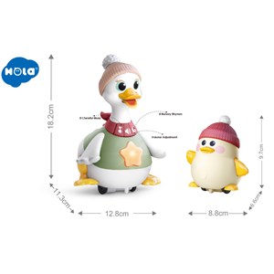 اردک و جوجه موزیکال هولی تویز سنسور دار مدل Hola Toys Musical Waddling Duck Family HE9987_اسباب بازی