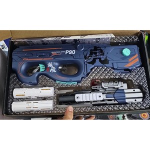 تفنگ اسباب بازی شارژی دو حالته همرا با تیرهای سکه ای فومی مدل P90_اسباب بازی