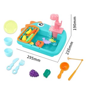 اسباب بازی سینک ظرفشویی و قلاب ماهیگیری رنگ سبز_اسباب بازی