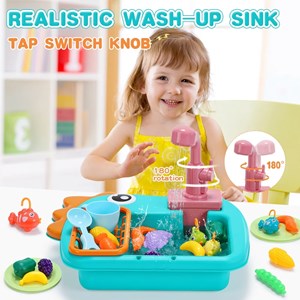 اسباب بازی سینک ظرفشویی و قلاب ماهیگیری رنگ آبی_اسباب بازی