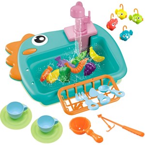 اسباب بازی سینک ظرفشویی و قلاب ماهیگیری رنگ آبی_اسباب بازی