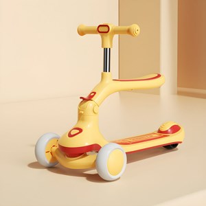 اسکوتر فلزی 3 کاره صندلی دار تاشو با چرخ های چراغدار و موزیکال_اسباب بازی