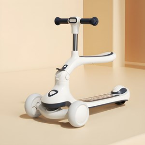 اسکوتر فلزی 3 کاره صندلی دار تاشو با چرخ های چراغدار و موزیکال_اسباب بازی