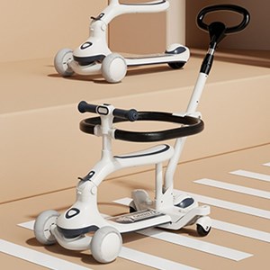 اسکوتر فلزی 3 کاره صندلی دار تاشو با چرخ های چراغدار و موزیکال_اسباب بازی