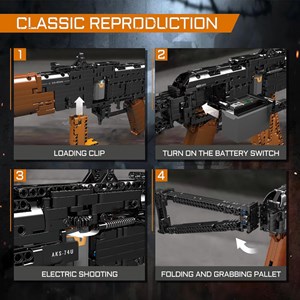 لگو کریتور تفنگ کلاشینکف 1418 قطعه با قابلیت تیر اندازی مدل MOULD KING 14020 AKS47_U Assault Rifle Gun_اسباب بازی