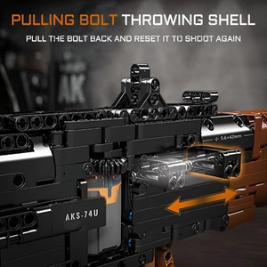 لگو کریتور تفنگ کلاشینکف 1418 قطعه با قابلیت تیر اندازی مدل MOULD KING 14020 AKS47_U Assault Rifle Gun_اسباب بازی