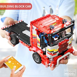 لگو تکنیک کامیون حمل و نقل کنترلی 577 قطعه مدل MOULD KING 15003 RC Transport Truck Remote Contro_اسباب بازی