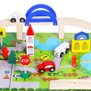 پازل شهر کوچک چوبی همراه با قطار و ریل، 40 قطعه مدل 861 Rail Overpass Wooden_اسباب بازی