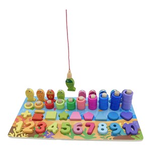 تخته آموزشی مونته سوری لگاریتمی چوبی به همراه ماهیگیری مدل 6 در 1_اسباب بازی