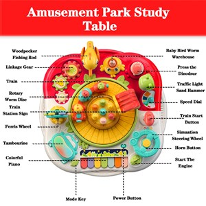 اسباب بازی میز موزیکال 7 کاره کودک با بازی ماهیگیری و صداهای حیوانات مدل Baby Activity Table Toys 618_اسباب بازی