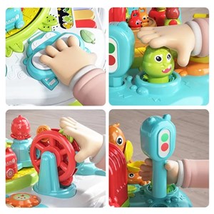 اسباب بازی میز موزیکال 7 کاره کودک با بازی ماهیگیری و صداهای حیوانات مدل Baby Activity Table Toys 618_اسباب بازی