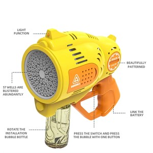تفنگ اسباب بازی حباب ساز شارژی با 57 خروجی و نورپردازی مدل 1296 Bubble Gun_اسباب بازی