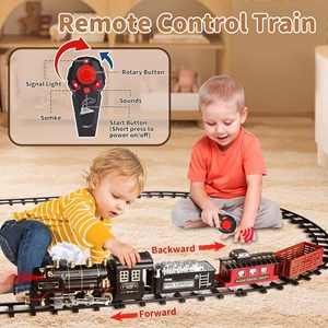 قطار اسباب بازی کنترلی شارژی موزیکال دودزا به همراه ریل_اسباب بازی